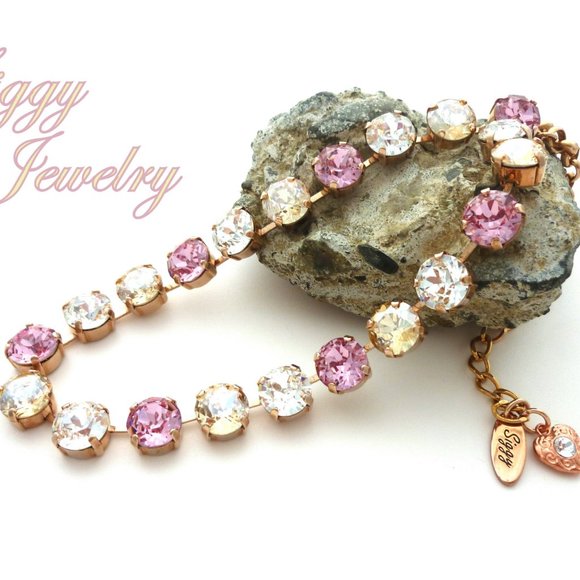 Swarovski Crystal Necklace in Light Rose, Crystal Golden shadow and Clear - Picture 7 of 8